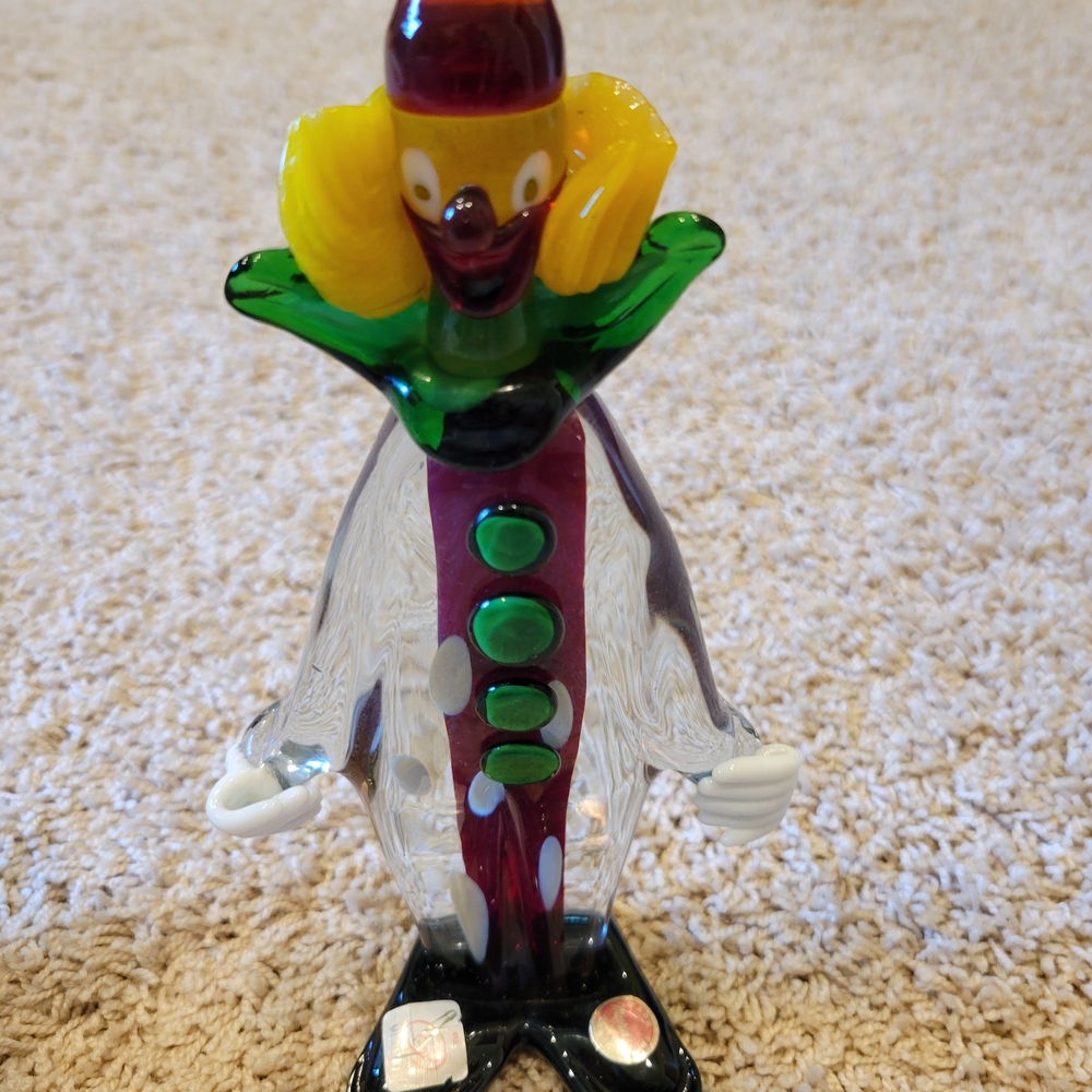 2 Murano Hand Blown Glass Clowns by Fratelli Pitau, Murano Italy - 9" In Tall - Picture 3 of 16